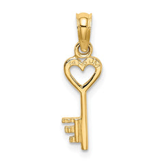 14K 3D Key w/ Heart Charm