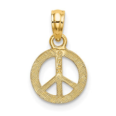 14K Flat Textured Mini Peace Sign Charm