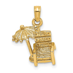 14K 3-D Beach Chair w/ Umbrella Charm