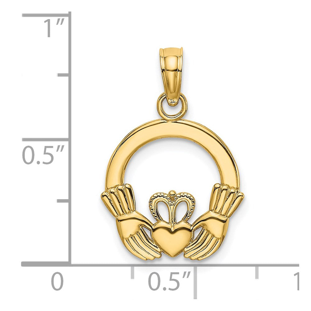 14K Polished Round Claddagh Charm