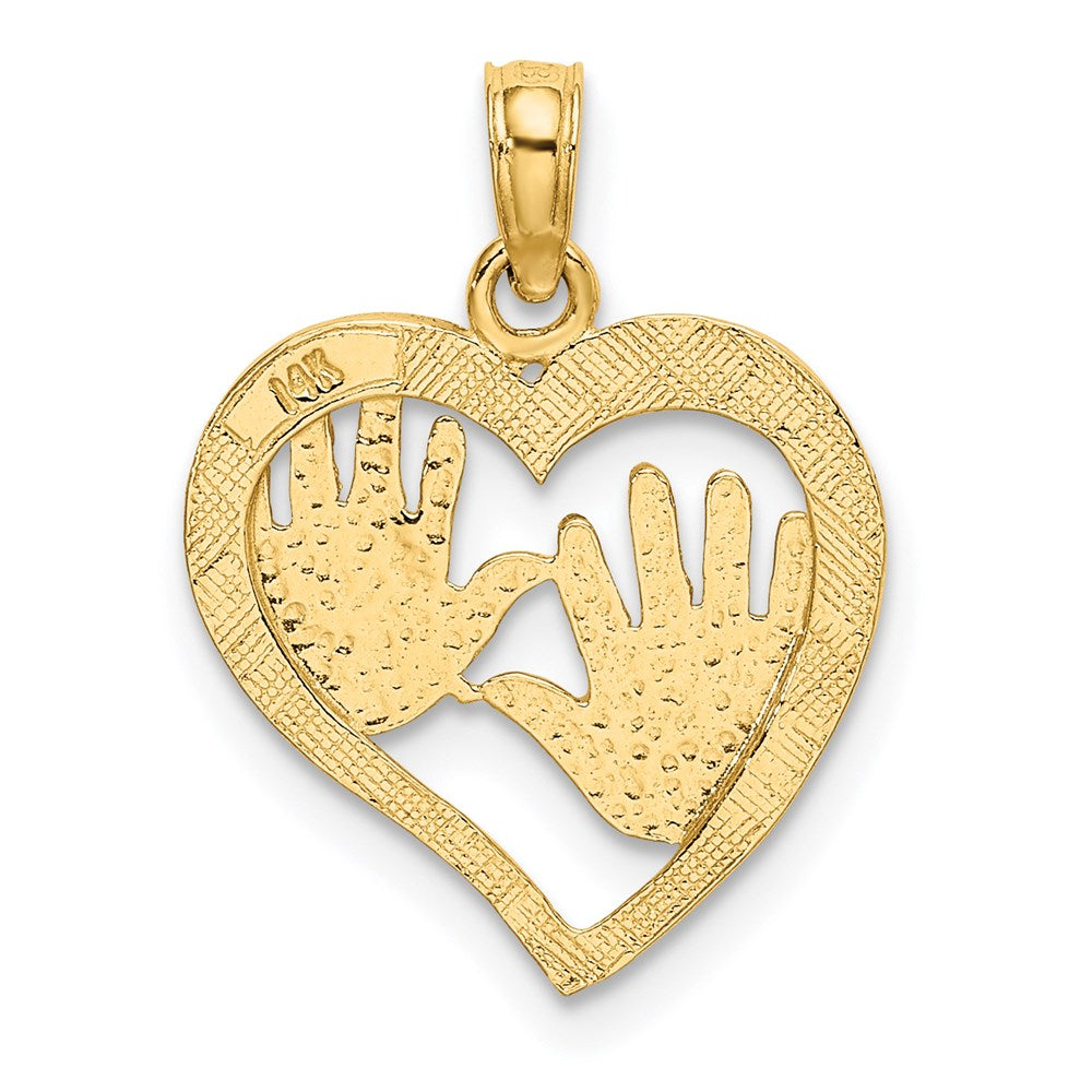 14K Cut-Out Double Hand Prints In Heart Charm