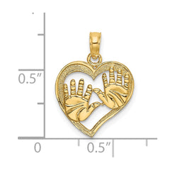 14K Cut-Out Double Hand Prints In Heart Charm