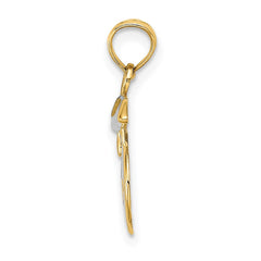 14K Polished Smiley Face w/ Graduation Cap Charm