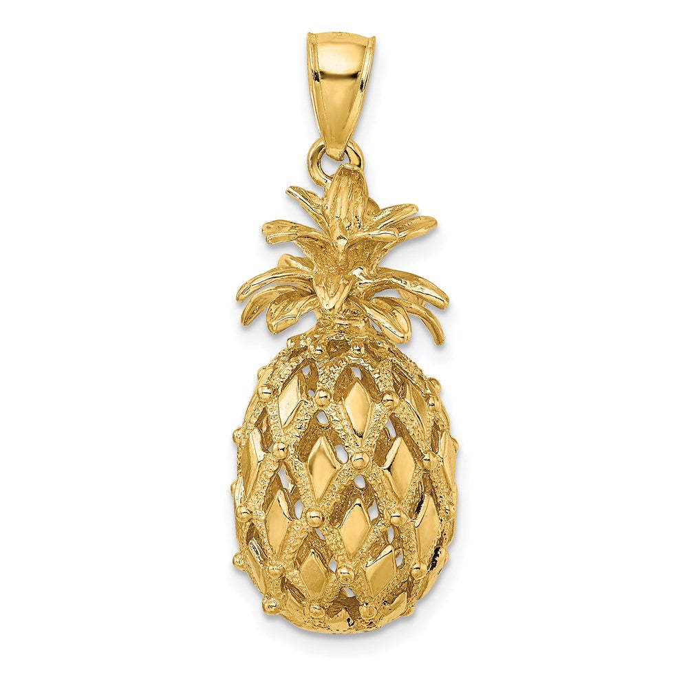 14K 3-D Textured and Polished Pineapple Charm