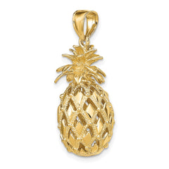 14K 3-D Textured and Polished Pineapple Charm