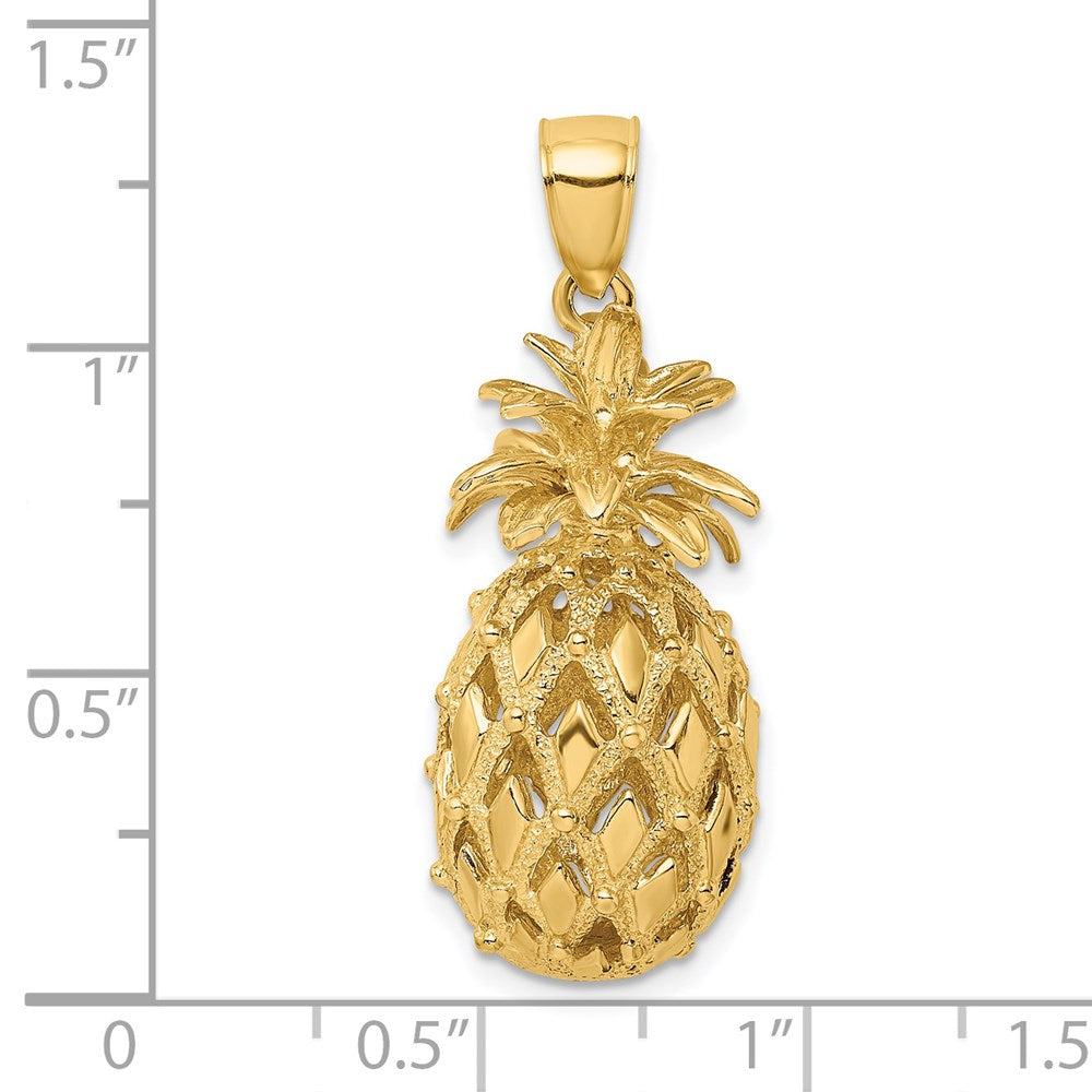 14K 3-D Textured and Polished Pineapple Charm