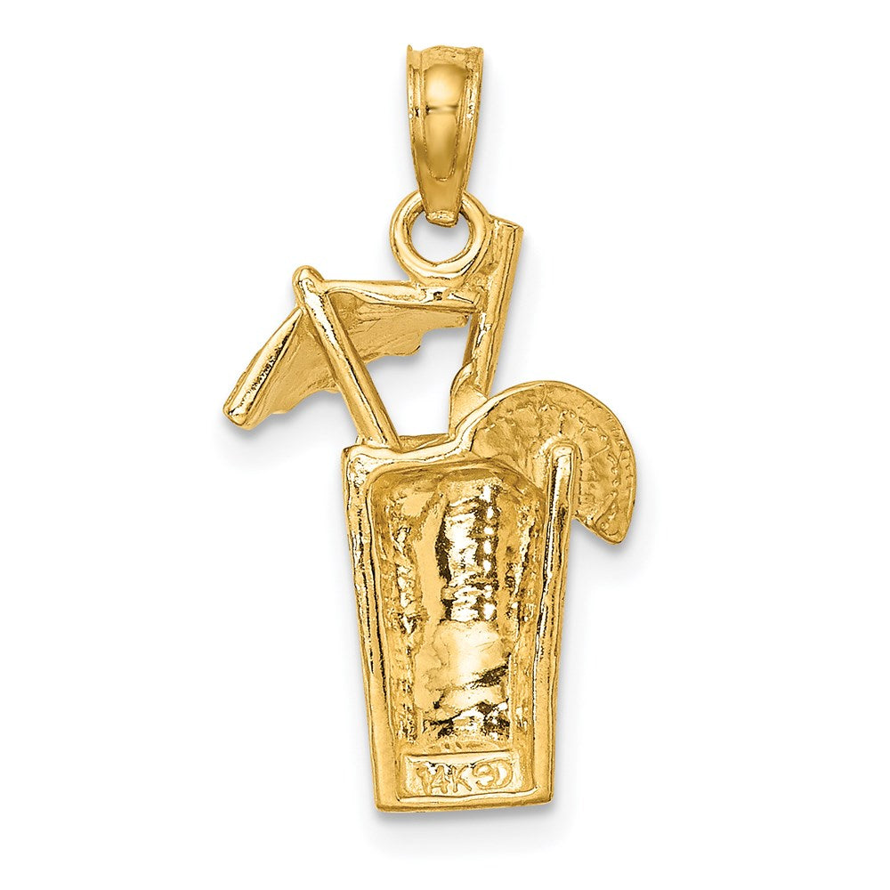 14K Cocktail Drink w/ Umbrella Charm