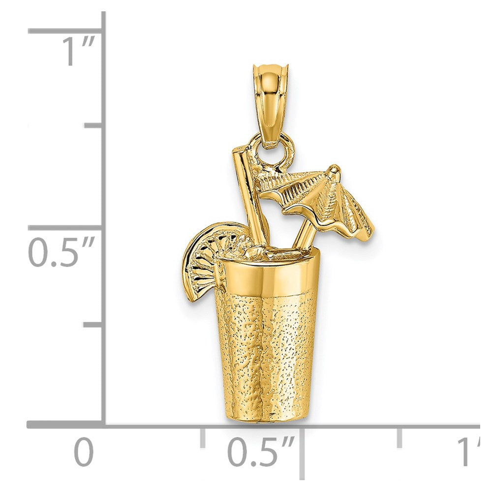 14K Cocktail Drink w/ Umbrella Charm