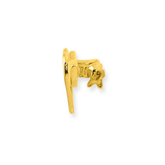 14k and White Rhodium Polished Heart Pin