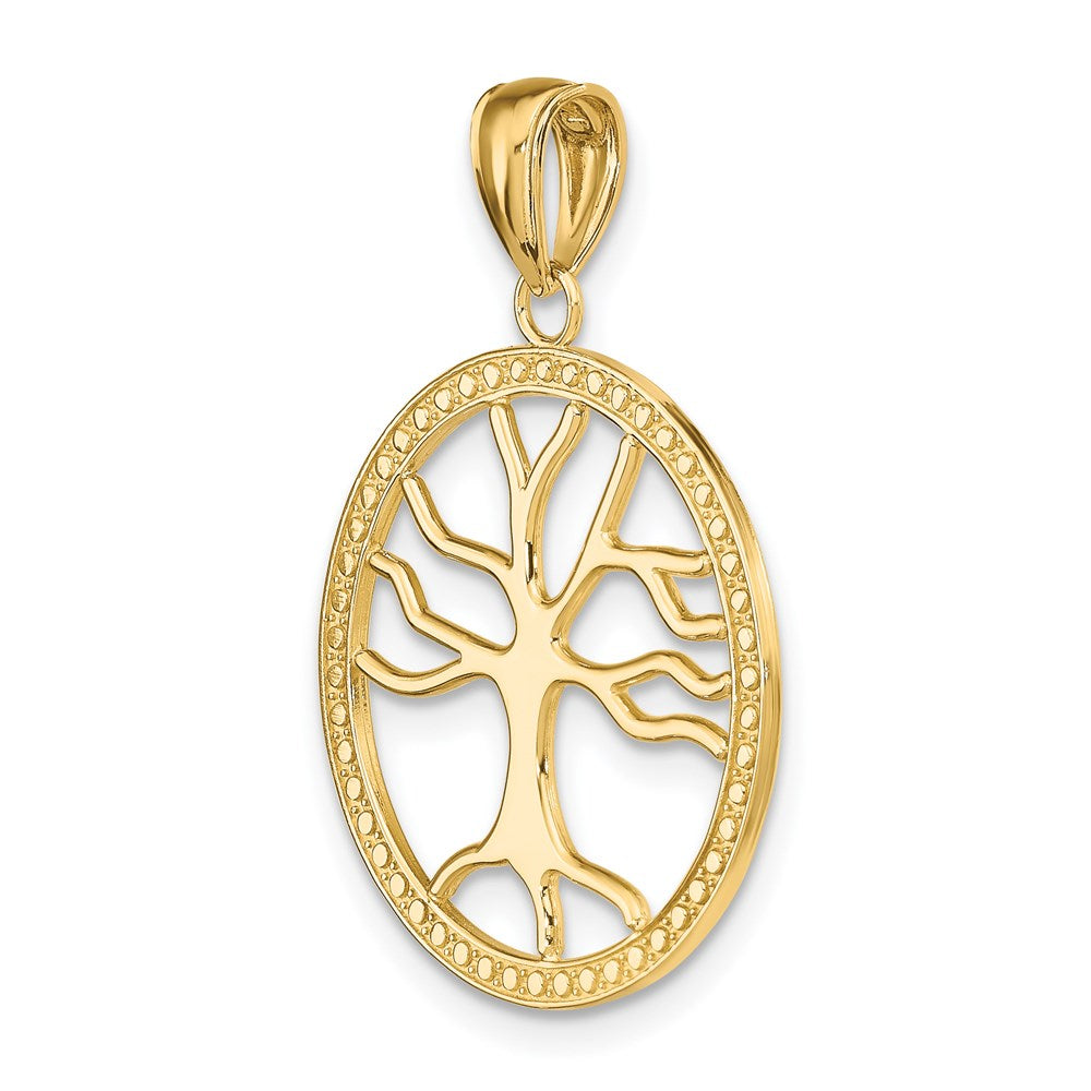 14K Large Tree Of Life In Round Frame Charm