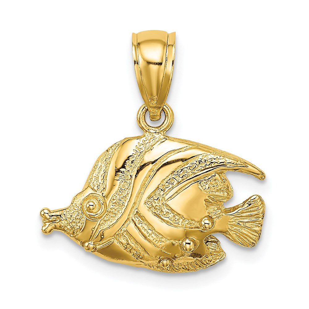 14K 2-D Polished Engraved Fish Charm - 2