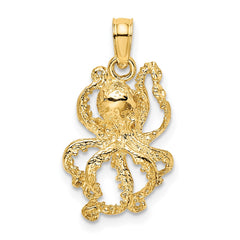 14K Textured Octopus Charm - 4