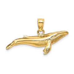 14K 3-D Textured Underside Humpback Whale Charm