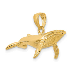 14K 3-D Textured Underside Humpback Whale Charm