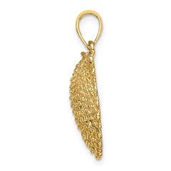 14K Textured Scallop Shell Charm - 5