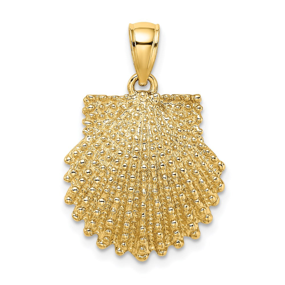 14K Textured Scallop Shell Charm - 5