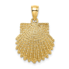 14K Textured Scallop Shell Charm - 5