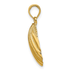 14K Textured Scallop Shell Charm - 6