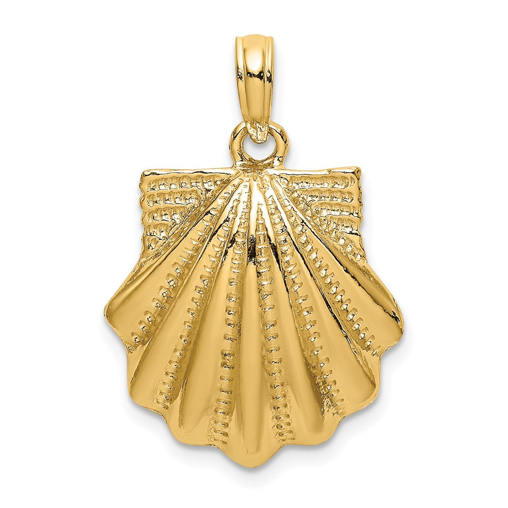14K Textured Scallop Shell Charm - 6