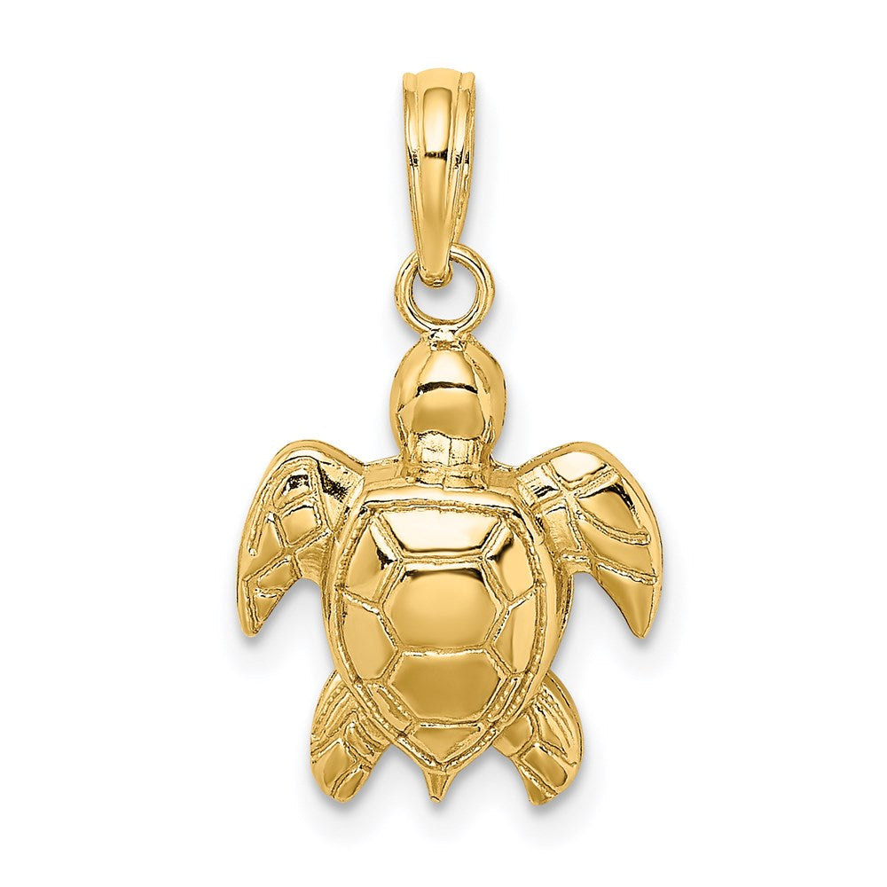 14K Textured Sea Turtle Charm - 3