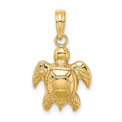14K Textured Sea Turtle Charm - 3