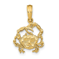 14K Textured Crab Charm - 2