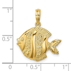 14K Polished  Engraved Fish Charm - 2