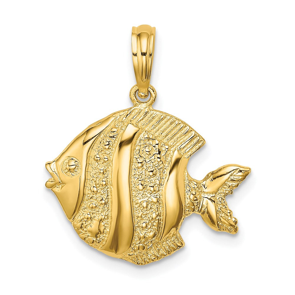 14K Polished  Engraved Fish Charm - 2