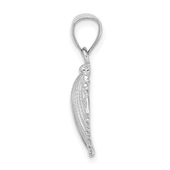 14K White Gold Textured Scallop Shell Charm - 2