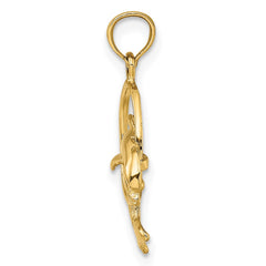 14K Polished Dolphin Jumping Through Hoop Charm - 2