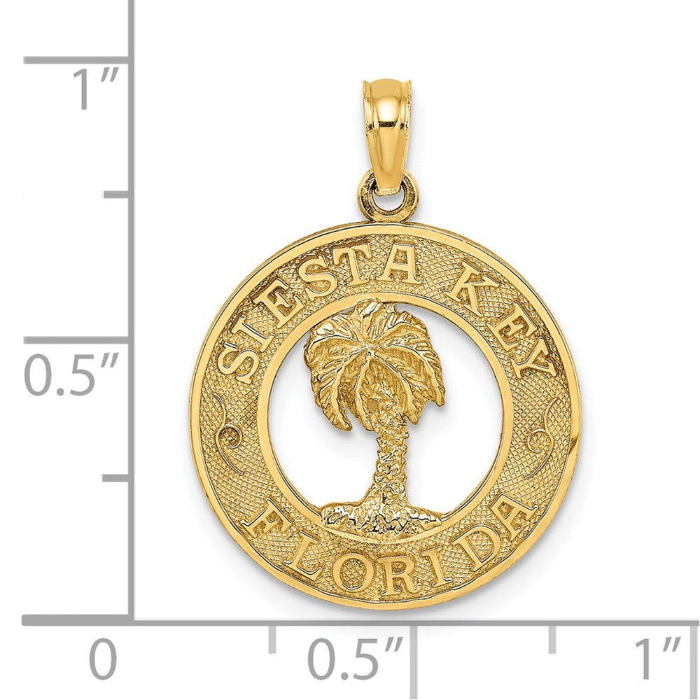 14K SIESTA KEY FLORIDA  w/Palm Tree Circle Charm