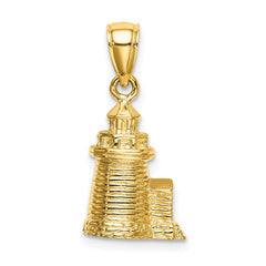 14K 3-D Brant Point Lighthouse Nantucket Harbor, Ma Charm - 2