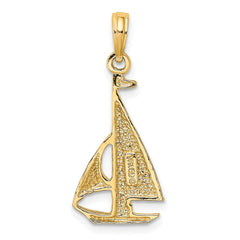 14K 2-D Polished Sailboat Charm - 2