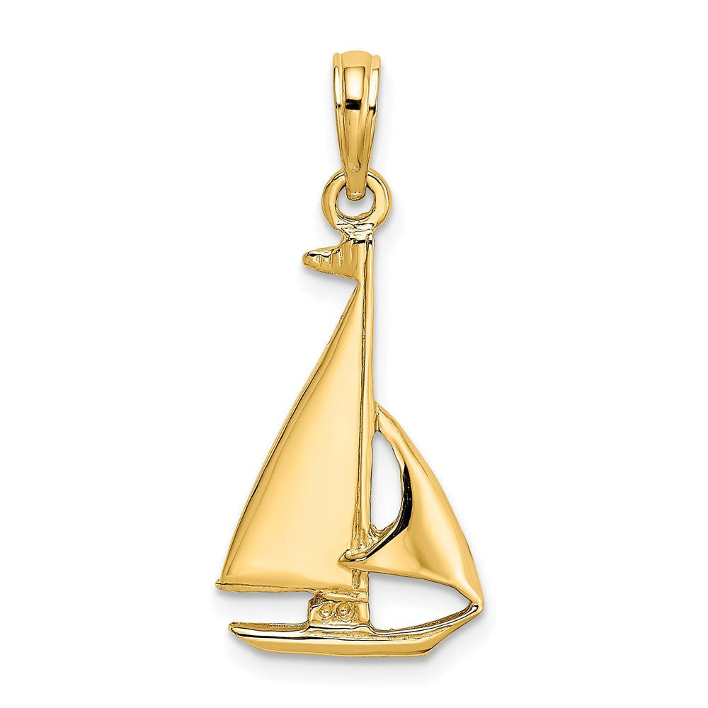 14K 2-D Polished Sailboat Charm - 2