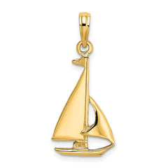 14K 2-D Polished Sailboat Charm - 2
