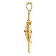 14K Star Frame w/ Nautical Compass Center Charm
