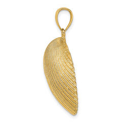 14K Textured Scallop Shell Charm - 2