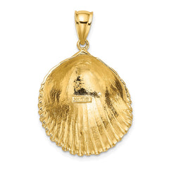 14K Textured Scallop Shell Charm - 2