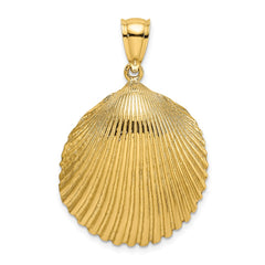 14K Textured Scallop Shell Charm - 2