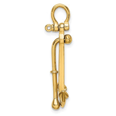 14K 3-D Polished Anchor 2 Piece and Moveable Charm - 2