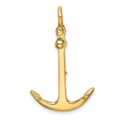 14K 3-D Polished Anchor 2 Piece and Moveable Charm - 2