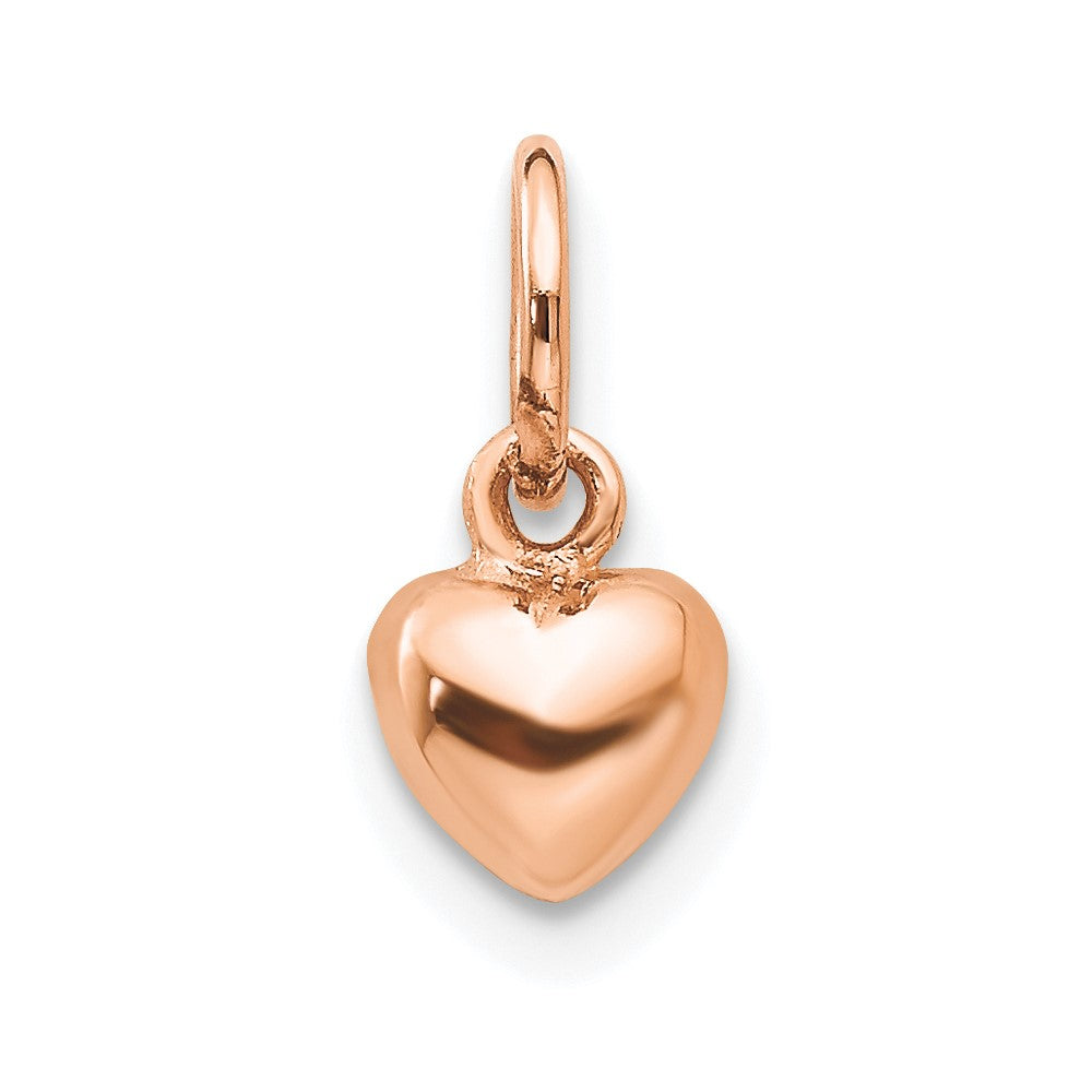 14K Rose Polished 3-D Puffed Heart Charm - 2