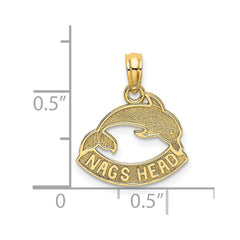 14K Textured NAGS HEAD w/ Dolphin Charm
