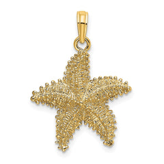 14K Beaded Textured Starfish Charm - 2