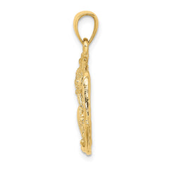14K Shell Cluster In Circle Charm