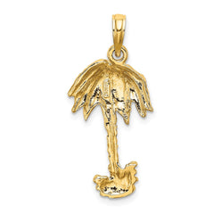 14K 2-D Textured Single Palm Tree Charm - 2