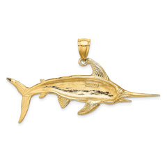 14K 2-D Polished/Satin Swordfish Charm - 2