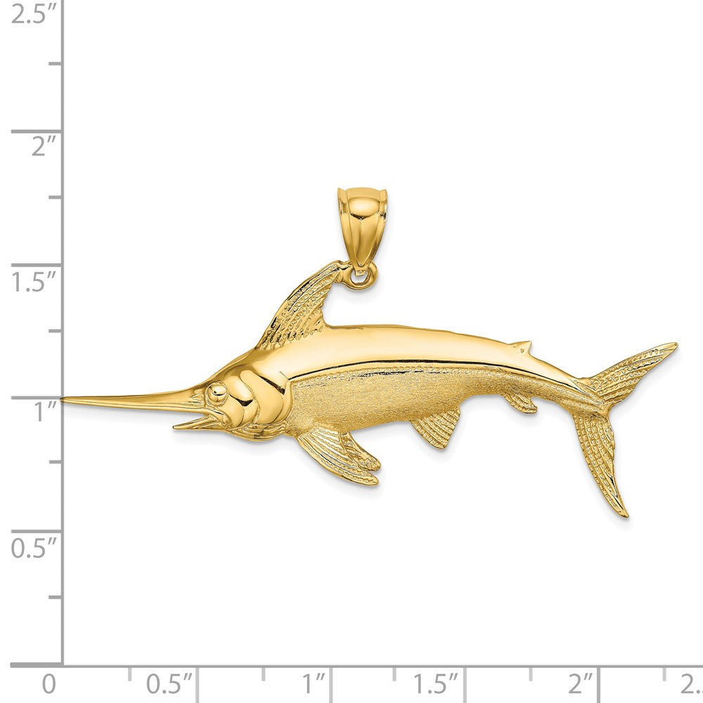 14K 2-D Polished/Satin Swordfish Charm - 2