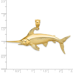 14K 2-D Polished/Satin Swordfish Charm - 2