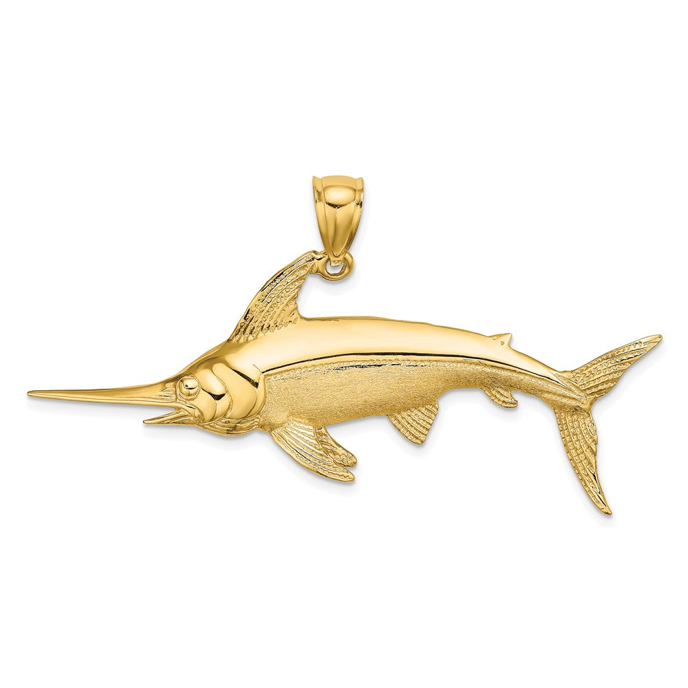 14K 2-D Polished/Satin Swordfish Charm - 2